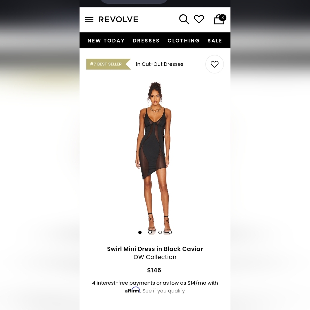 NWT Black Sheer Panel Mini Dress